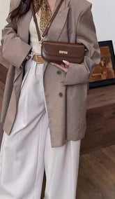 حقيبة كتف نسائية صغيرة الحجم لون بني مع سلسلة ذهبية أنيقة - KSA