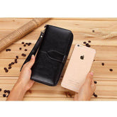 محفظة جلدية طويلة - أسود - KSA