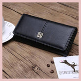 محفظة جلدية طويلة - اسود - KSA