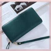 محفظة نسائية فاخر جلد مرن صغيرة الحجم بتصميم احترافي - زيتونى - KSA