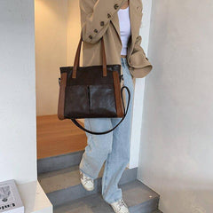 شنطة يد نسائية عصرية من الجلد المرن - بنى - KSA