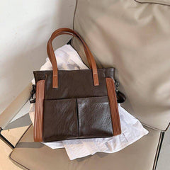 شنطة يد نسائية عصرية من الجلد المرن - بنى - KSA