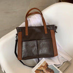 شنطة يد نسائية عصرية من الجلد المرن - بنى - KSA