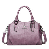 شنطة يد نسائيه عملية من الجلد بتصميم عصري - بنفسجي - KSA