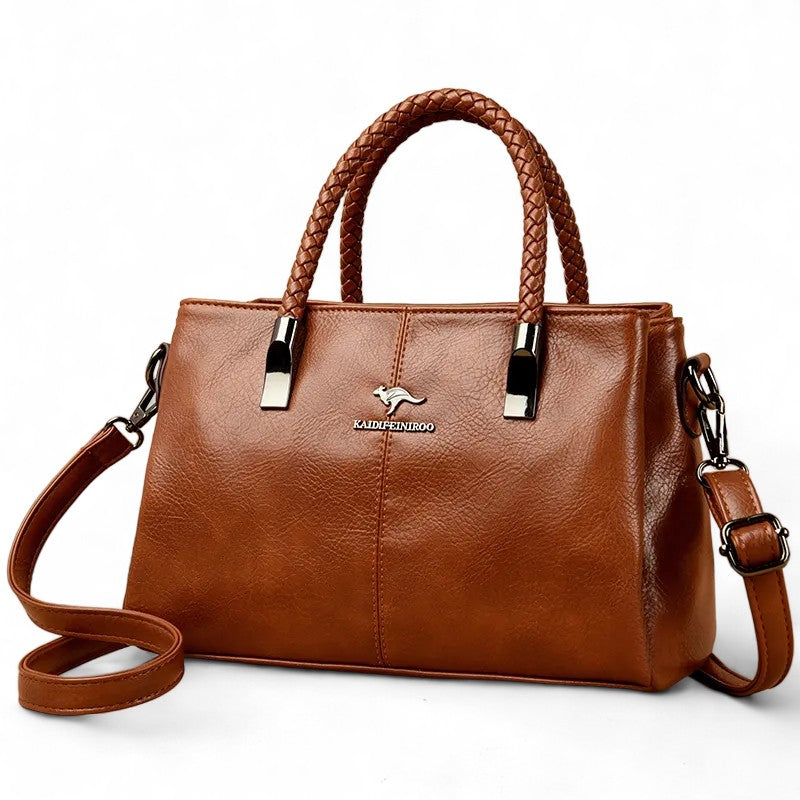 حقيبة يد نسائية عملية لون بني بحزام للكتف - KSA