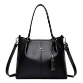 شنطة يد كبيرة نسائية من الجلد بتصميم إبداعي مميز - أسود - KSA