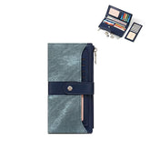 محفظة نسائية طويلة جلدية بتصميم جينز أزرق فاتح أنيق - KSA