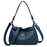 حقيبة يد نسائية ذات نقوش بارزة حجم متوسط لون كحلي. - KSA