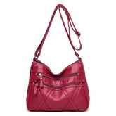 حقيبة كتف نسائية كروس بودي عملية متعددة الجيوب باللون الاحمر - KSA