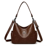 حقيبة يد نسائية ذات نقوش بارزة حجم متوسط لون بني - KSA