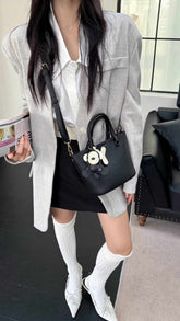 حقيبة يد نسائية كبيرة لون اسود مع حزام طويل - KSA