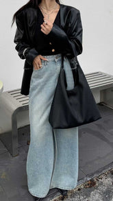 حقيبة يد نسائية كبيرة الحجم لون اسود - KSA