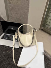 حقيبة يد نسائية بسلسلة فضية وحزام قابل للتعديل لون بيج - KSA