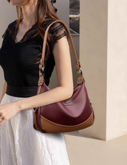 حقيبة كتف نسائية لون عنابي وجملي كروس بودي - KSA