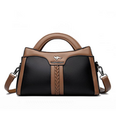 حقيبة يد نسائية بحزام طويل قابل للتعديل متوسطة الحجم لون اسود مع جملي - KSA