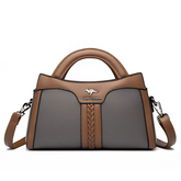 حقيبة يد نسائية بحزام طويل قابل للتعديل متوسطة الحجم لون رمادي مع جملي - KSA