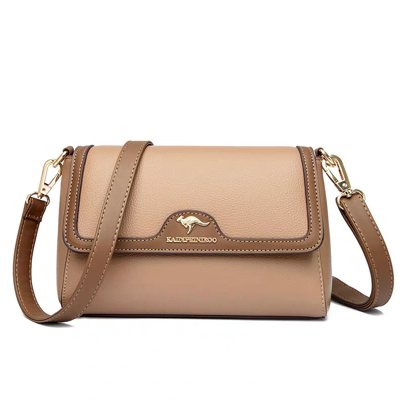 حقيبة يد نسائية بحزام طويل قابل للتعديل صغيرة الحجم لون بيج مع جملي - KSA