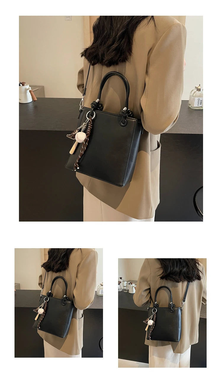 حقيبة يد نسائية متوسطة الحجم لون اسود - KSA