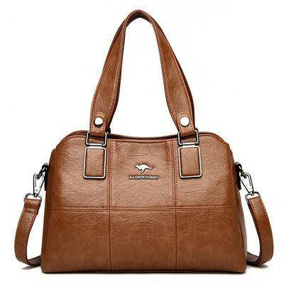 شنطة يد نسائية عصرية من الجلد المرن - بني - KSA