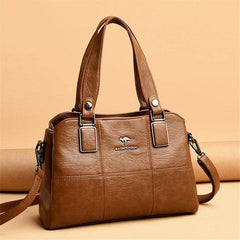 شنطة يد نسائية عصرية من الجلد المرن - بني - KSA