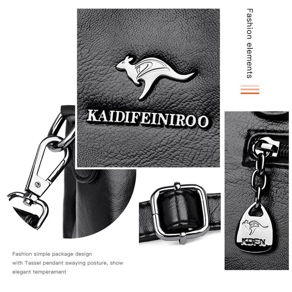 شنطة يد نسائية عصرية من الجلد المرن - بني - KSA