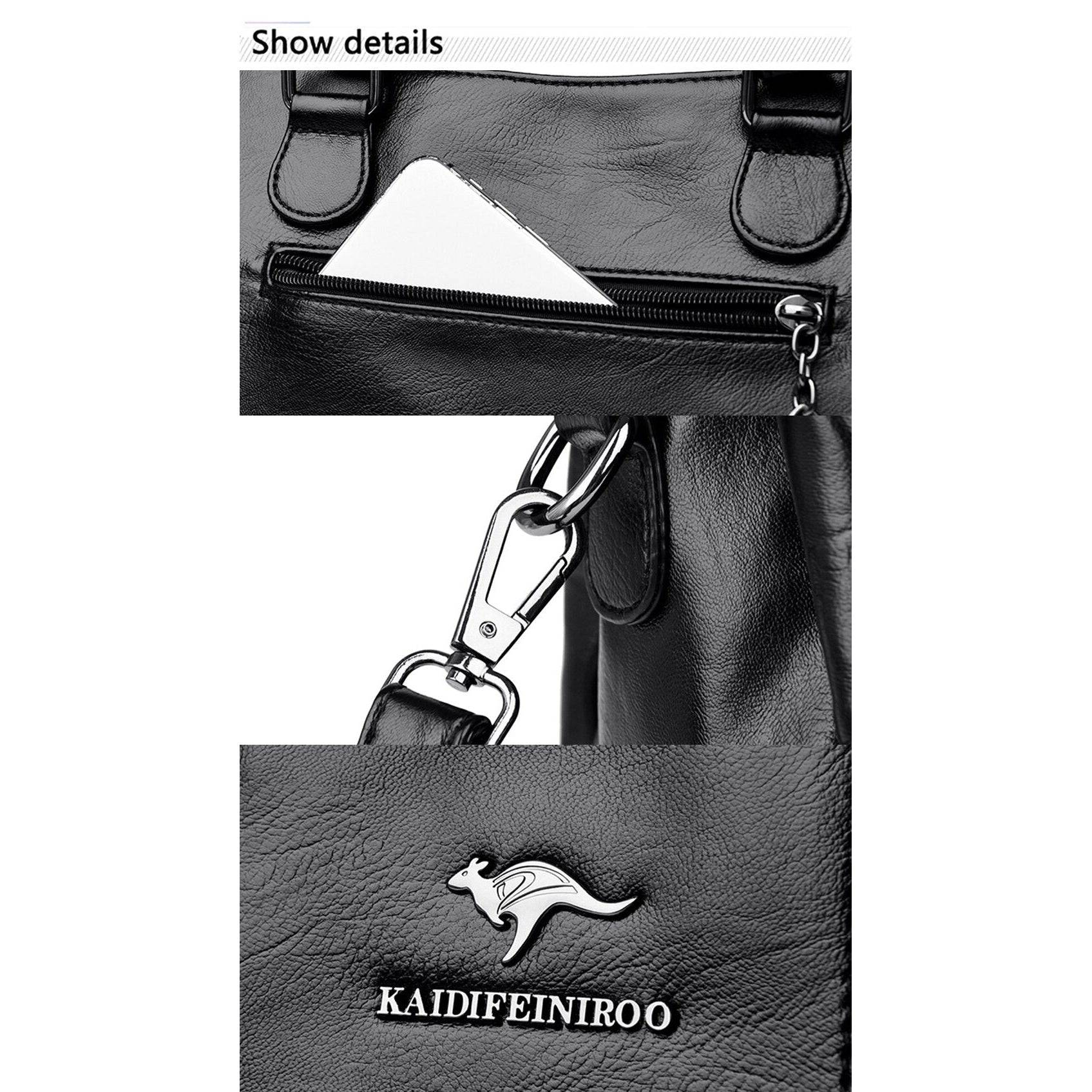 شنطة يد نسائية عصرية من الجلد المرن - بني - KSA