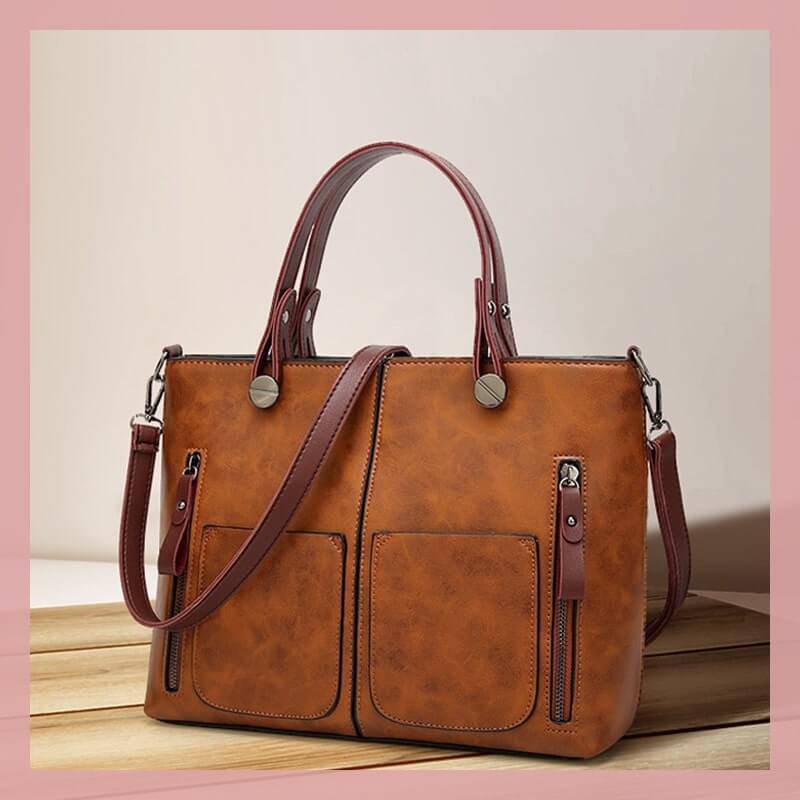 شنطة نسائية صغيرة بتصميم ابداعي وراقي - بني - KSA