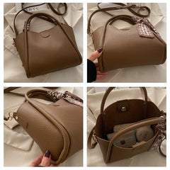 حقيبة يد نسائية كبيرة الحجم لون عنابي بها شريط ستان وحزام قابل للتعديل - KSA