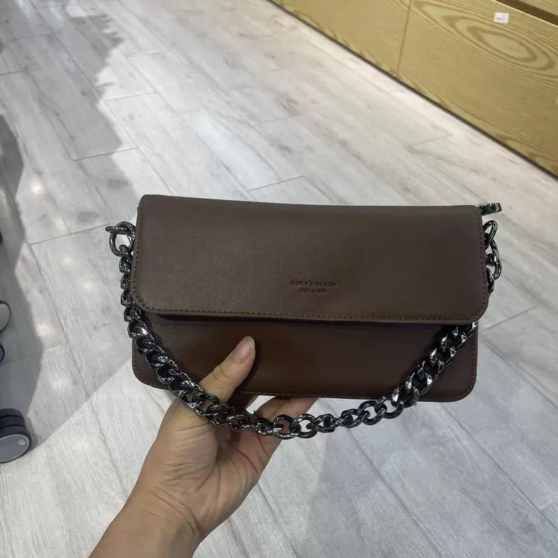 حقيبة كتف نسائية صغيرة الحجم لون بني غامق كروس بودي