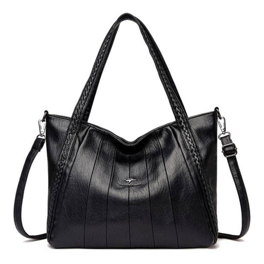 شنطة يد كبيرة جلدية فخمة مصممة لتميزك - اسود - KSA