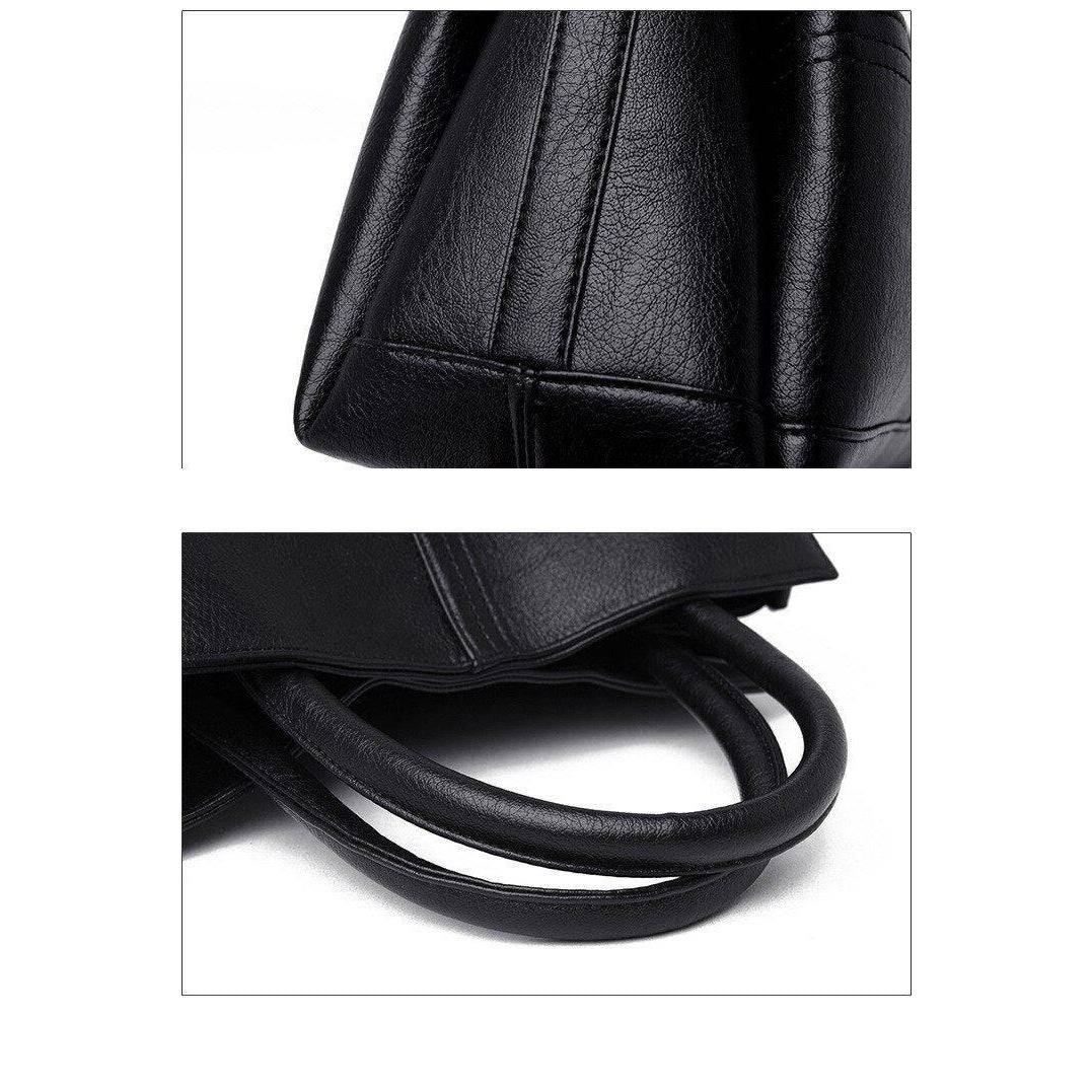 حقيبة جلد كبيرة وأنيقة متعددة الاستخدامات بخامات عالية الجودة - اسود - KSA