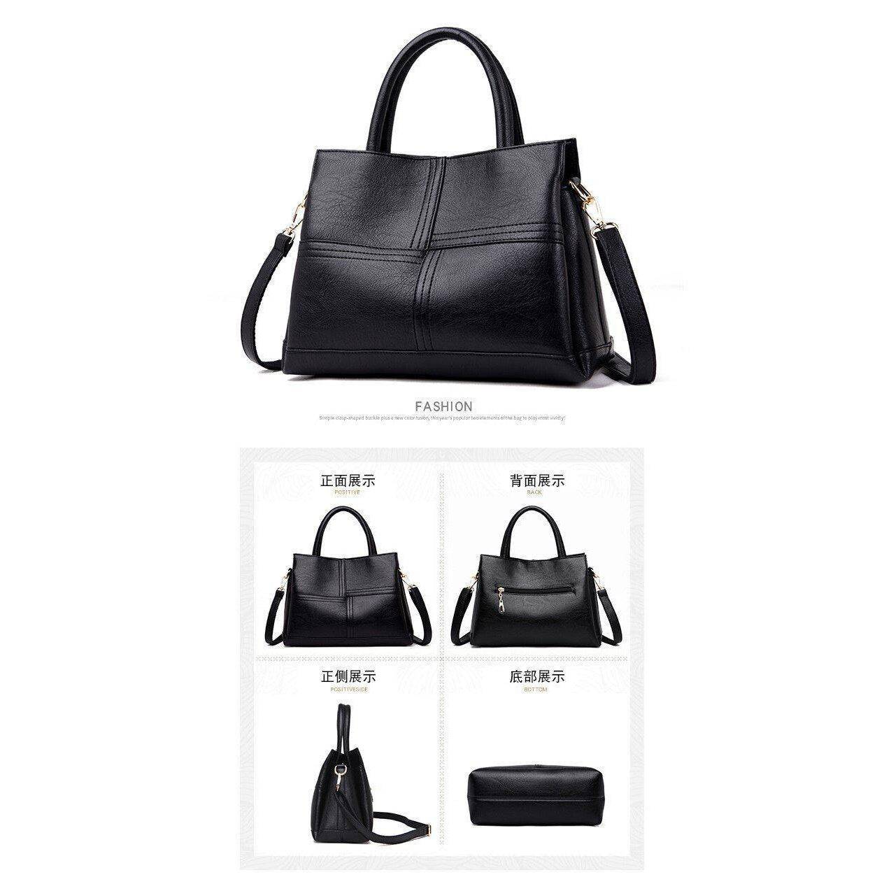 حقيبة جلد كبيرة وأنيقة متعددة الاستخدامات بخامات عالية الجودة - اسود - KSA