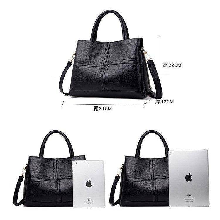 حقيبة جلد كبيرة وأنيقة متعددة الاستخدامات بخامات عالية الجودة - اسود - KSA