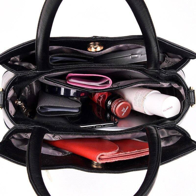 حقيبة جلد كبيرة وأنيقة متعددة الاستخدامات بخامات عالية الجودة - اسود - KSA