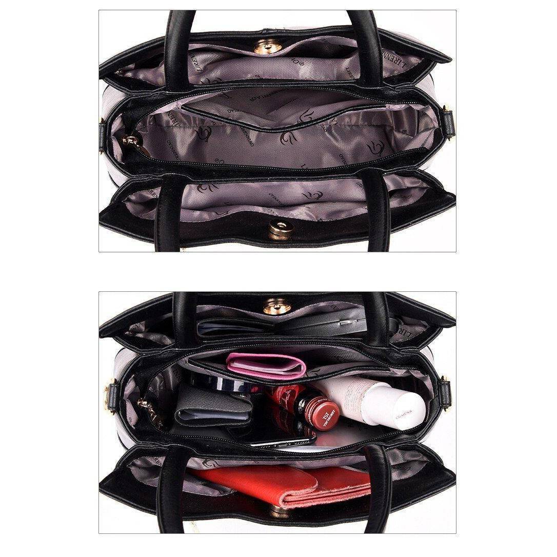 حقيبة جلد كبيرة وأنيقة متعددة الاستخدامات بخامات عالية الجودة - اسود - KSA