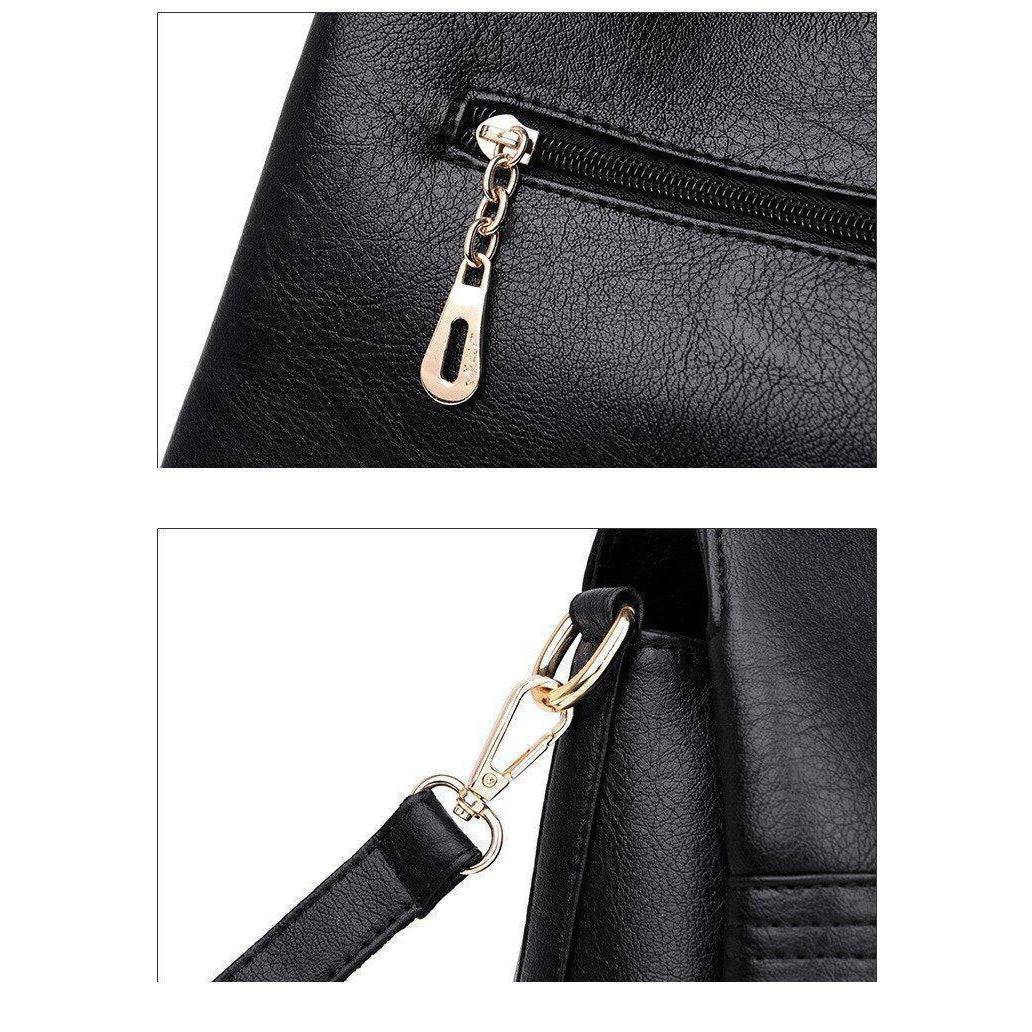 حقيبة جلد كبيرة وأنيقة متعددة الاستخدامات بخامات عالية الجودة - اسود - KSA