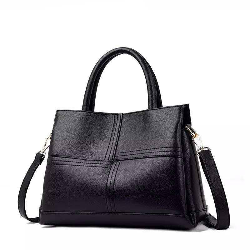 حقيبة جلد كبيرة وأنيقة متعددة الاستخدامات بخامات عالية الجودة - اسود - KSA