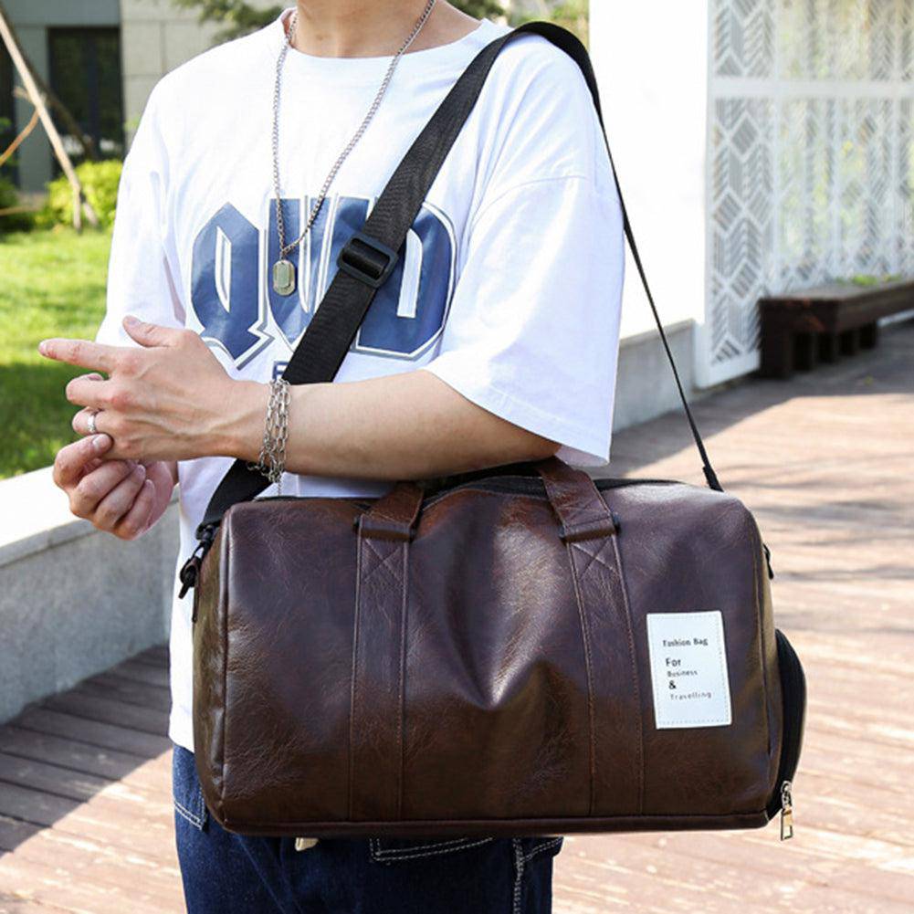 حقيبة سفر رجالي من مواد عالية الجودة ناعمة الملمس باللون البنى - KSA