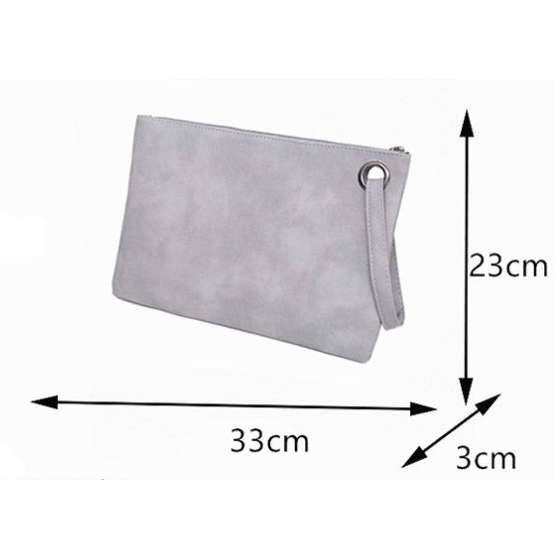 شنطة يد نسائية من الجلد بتصميم بسيط وراقي - رمادى - KSA