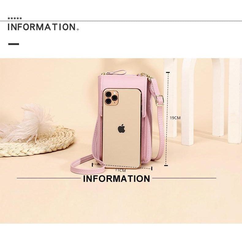 شنطة يد جلدية للجوال بتصميم عملي - وردى - KSA