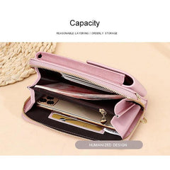 شنطة يد جلدية للجوال بتصميم عملي - وردى - KSA