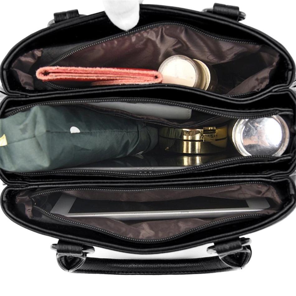 شنطة يد نسائية عصرية من الجلد المرن - أسود - KSA