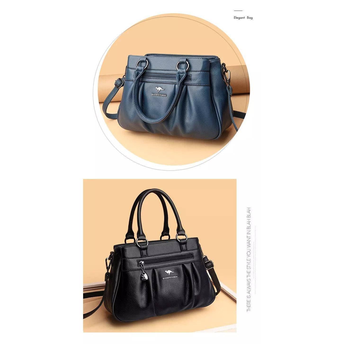 شنطة يد نسائية عصرية من الجلد المرن - أسود - KSA