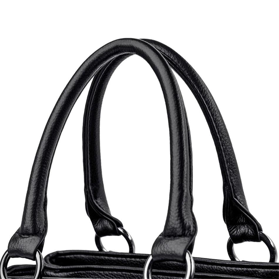 شنطة يد نسائية عصرية من الجلد المرن - أسود - KSA