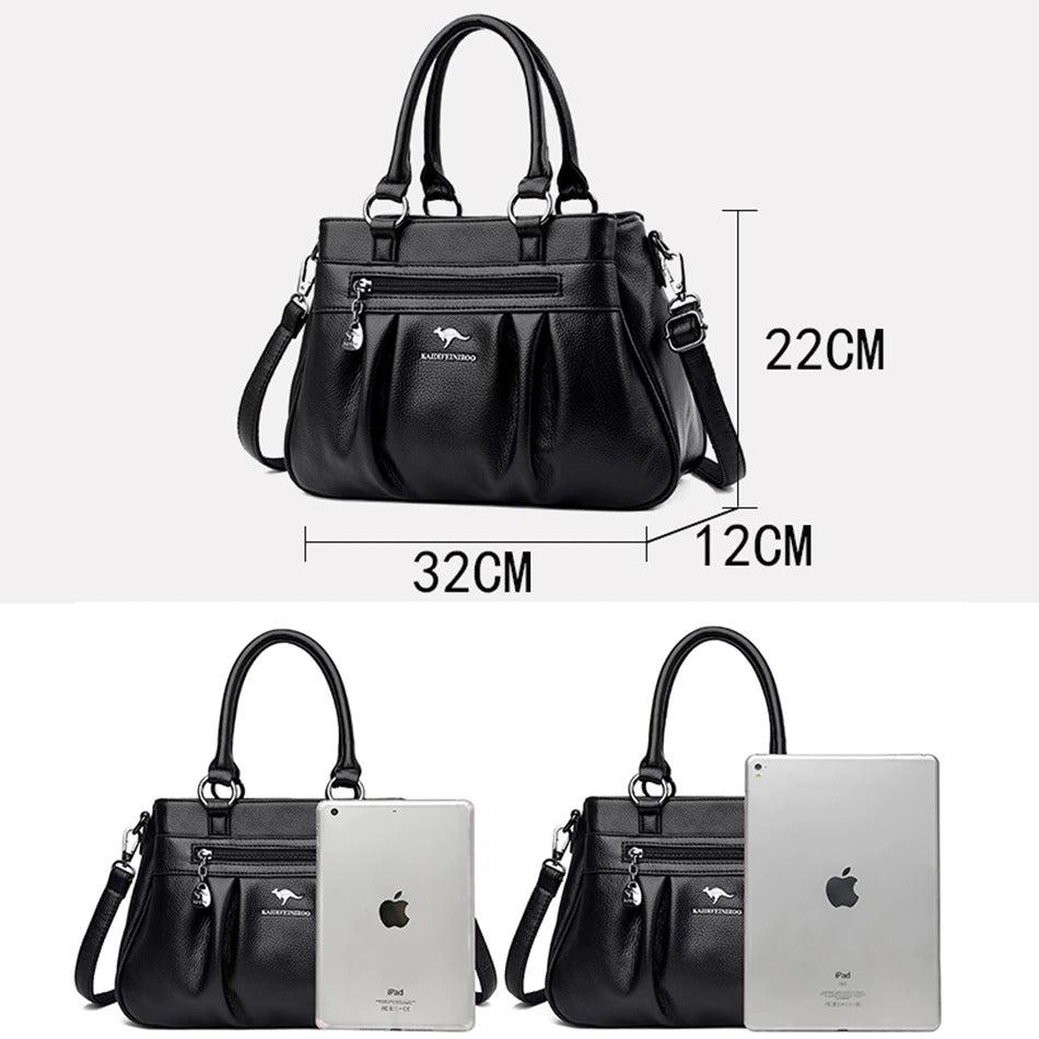 شنطة يد نسائية عصرية من الجلد المرن - أسود - KSA