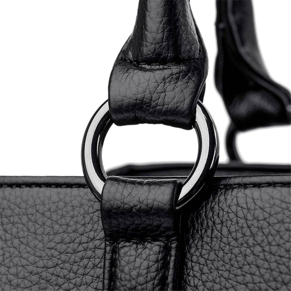 شنطة يد نسائية عصرية من الجلد المرن - أسود - KSA