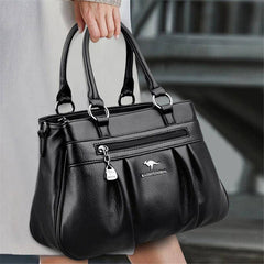 شنطة يد نسائية عصرية من الجلد المرن - أسود - KSA