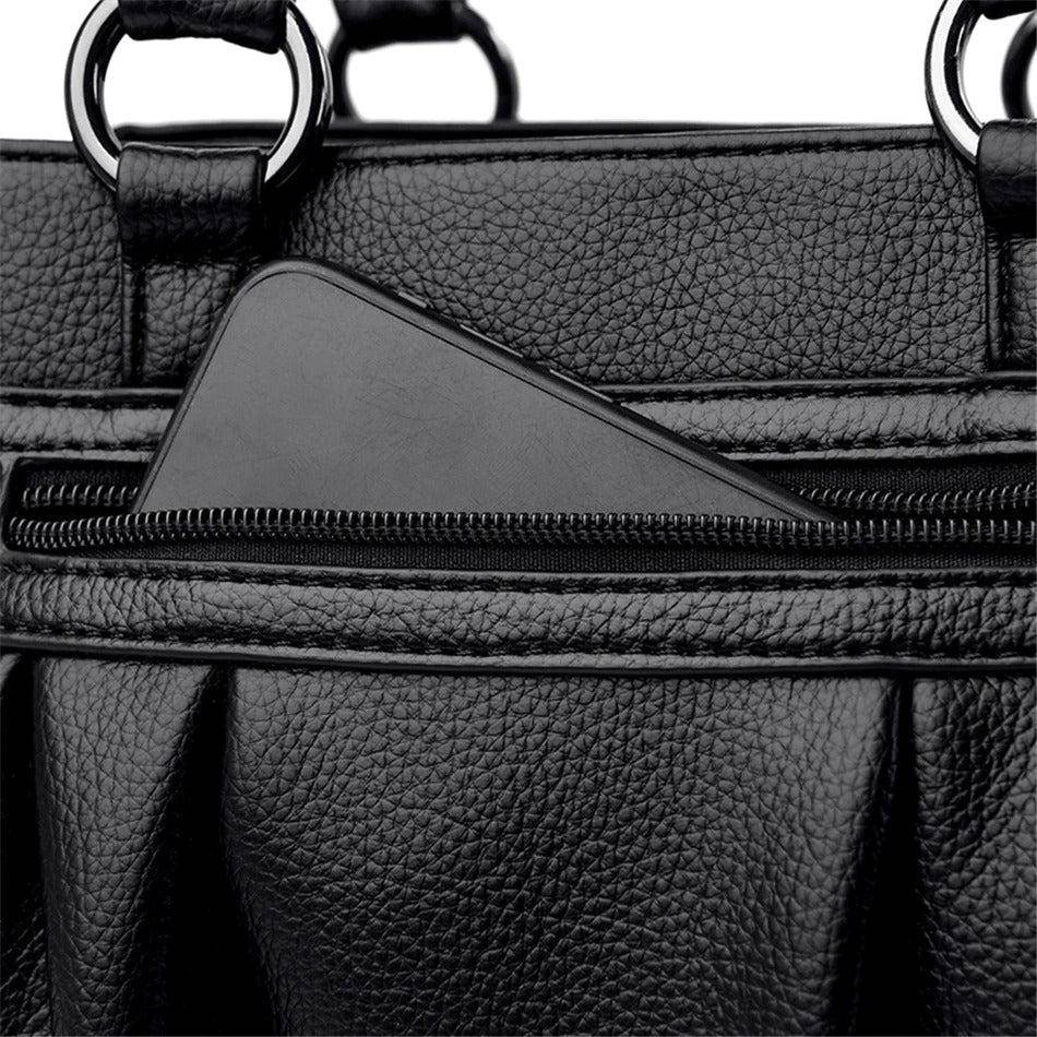 شنطة يد نسائية عصرية من الجلد المرن - أسود - KSA