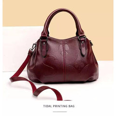 شنطة يد نسائية عصرية من الجلد المرن - عنابي - KSA