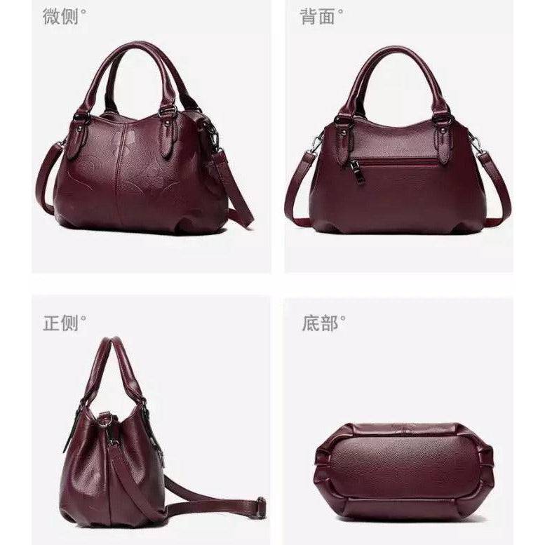 شنطة يد نسائية عصرية من الجلد المرن - عنابي - KSA